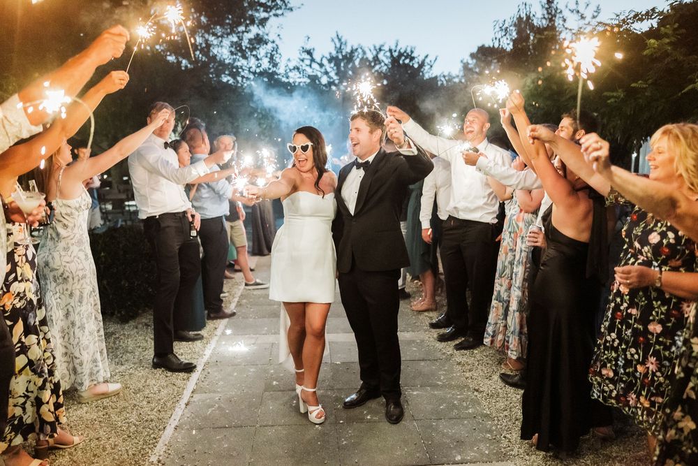 Sparkler tunnel first dance at Auckland wedding