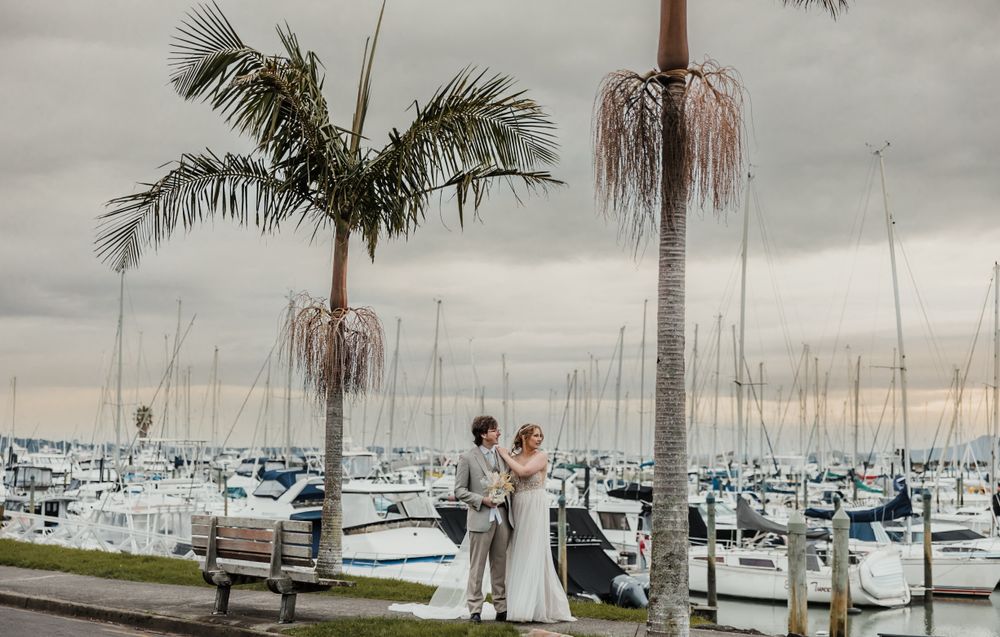 Waiheke ferry and marina wedding portraits