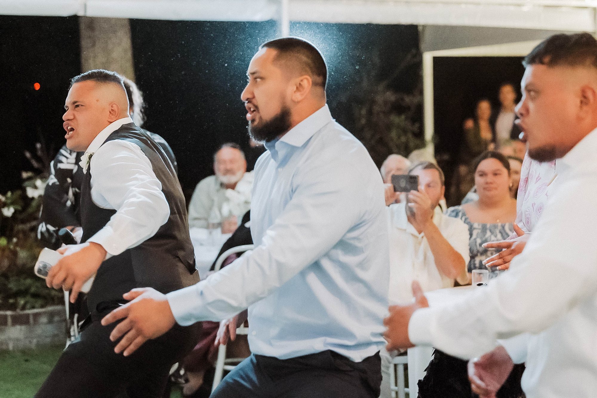 Haka at a Māori wedding reception in Auckland